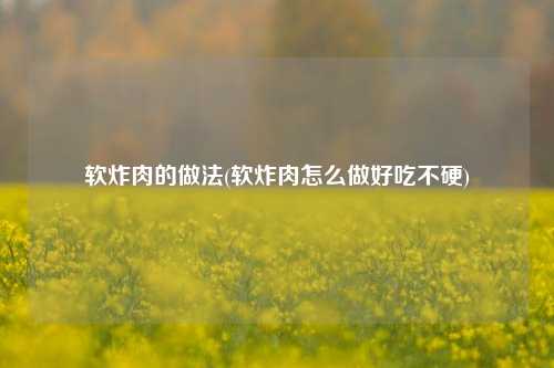 软炸肉的做法(软炸肉怎么做好吃不硬)