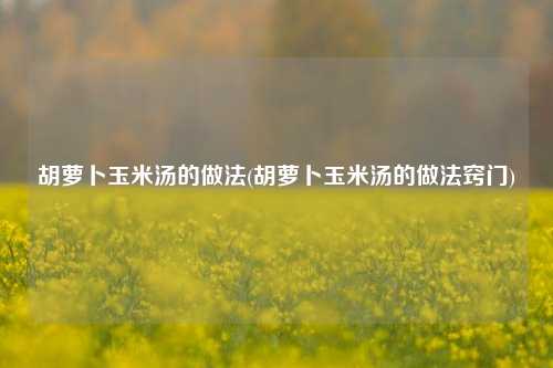 胡萝卜玉米汤的做法(胡萝卜玉米汤的做法窍门)