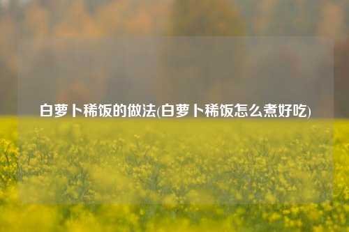 白萝卜稀饭的做法(白萝卜稀饭怎么煮好吃)