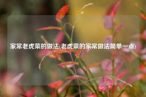 家常老虎菜的做法(老虎菜的家常做法简单一点)